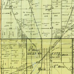 Vintage Map of Champaign County, Ohio 1894