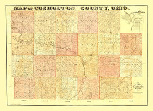 Vintage Map of Coshocton County, Ohio 1850