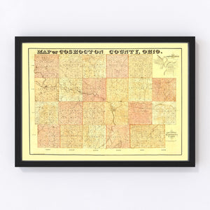 Vintage Map of Coshocton County, Ohio 1850