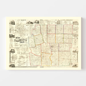 Vintage Map of Franklin County, Ohio 1856