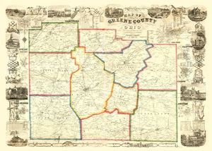 Vintage Map of Greene County, Ohio 1855