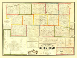 Vintage Map of Holmes County, Ohio 1861