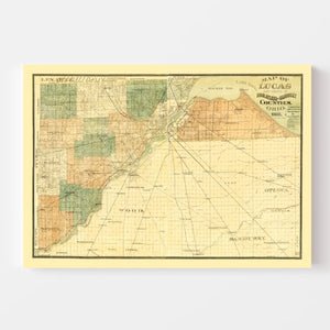 Vintage Map of Wood County, Ohio 1888