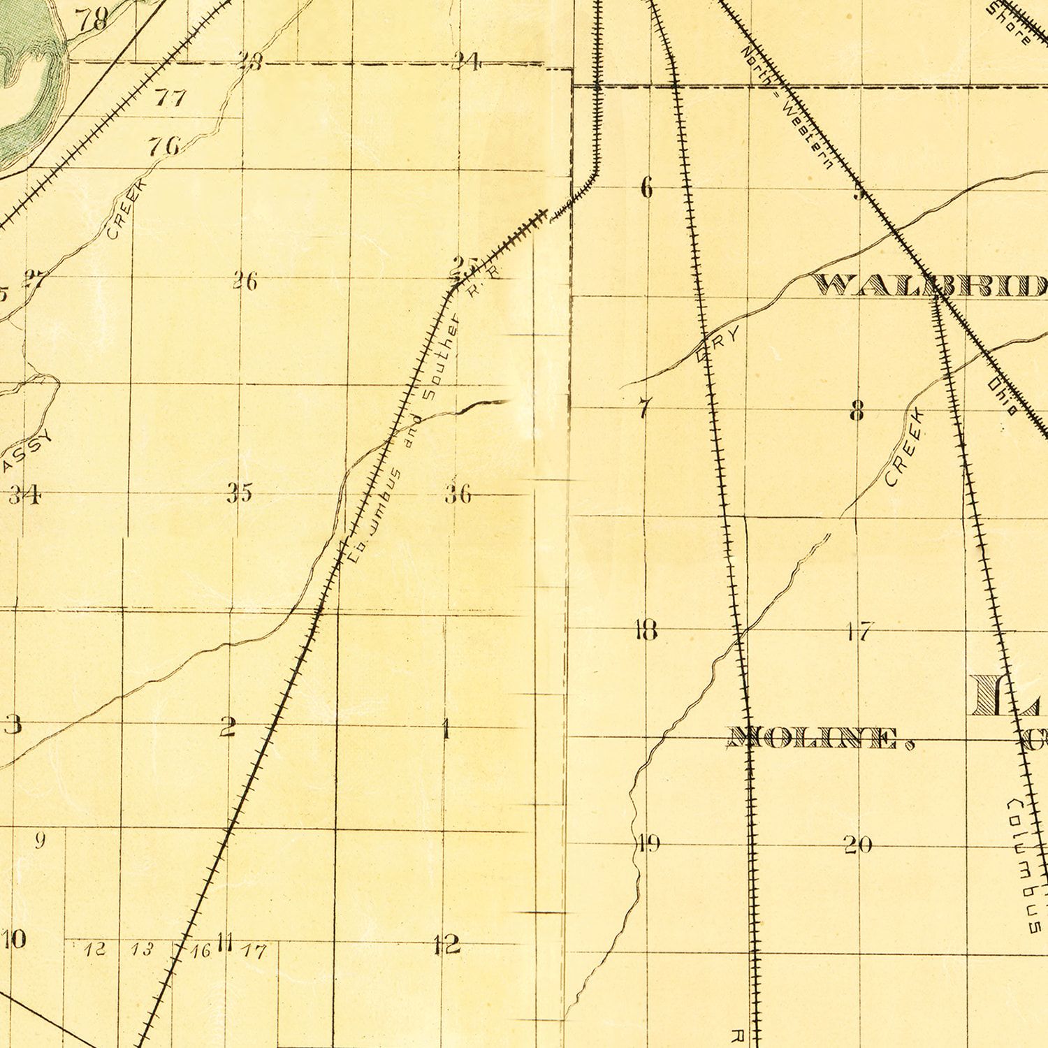 Vintage Map of Wood County, Ohio 1888