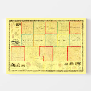 Vintage Map of Mahoning County, Ohio 1860