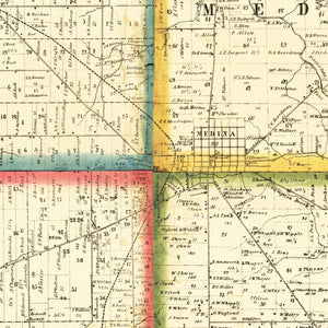 Vintage Map of Medina County, Ohio 1857