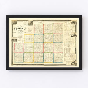 Vintage Map of Medina County, Ohio 1857