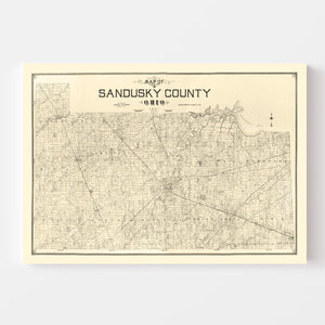 Vintage Map of Sandusky County, Ohio 1891