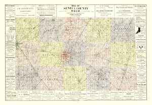 Vintage Map of Seneca County, Ohio 1896