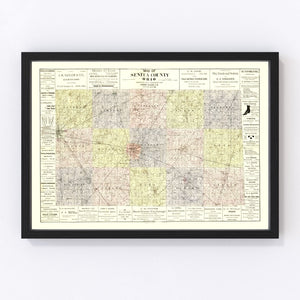 Vintage Map of Seneca County, Ohio 1896