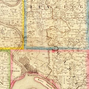 Vintage Map of Washington County, Ohio 1858