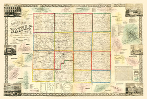 Vintage Map of Wayne County, Ohio 1856