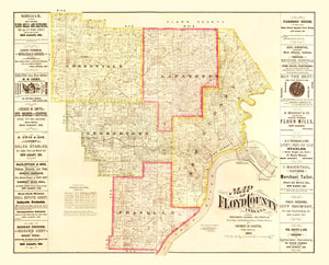 Vintage Map of Floyd County, Indiana 1882