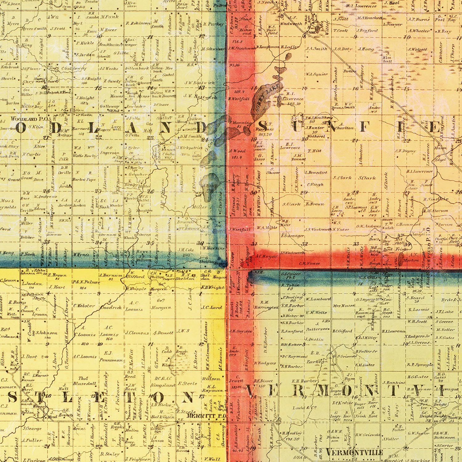 Vintage Map of Eaton County, Michigan 1860