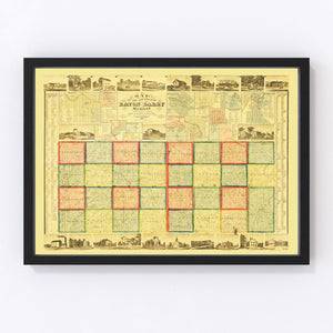 Vintage Map of Eaton County, Michigan 1860