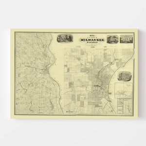 Vintage Map of Milwaukee County, Wisconsin 1858