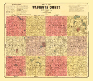Vintage Map of Watonwan County, Minnesota 1898