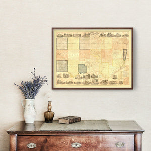 Vintage Map of Clinton County, Iowa 1865