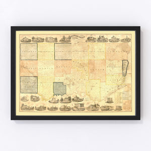 Vintage Map of Clinton County, Iowa 1865