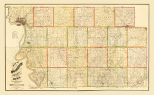 Vintage Map of Woodbury County, Iowa 1884