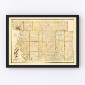 Vintage Map of Woodbury County, Iowa 1884