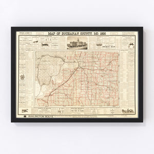 Vintage Map of Buchanan County, Iowa 1895