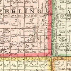 Vintage Map of Brookings County, South Dakota 1897