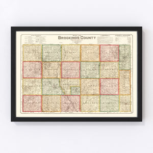 Vintage Map of Brookings County, South Dakota 1897