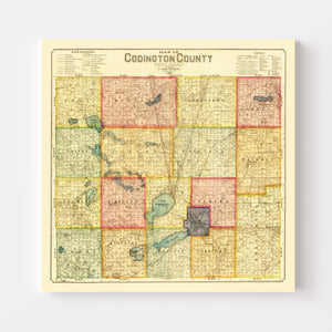 Vintage Map of Codington County, South Dakota 1898