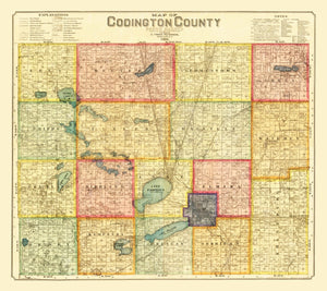 Vintage Map of Codington County, South Dakota 1898