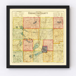 Vintage Map of Codington County, South Dakota 1898