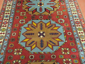 4' X 6' Vintage Handmade Caucasian Shirvan Russian Armenian Wool Rug Colorful
