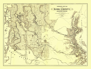 Vintage Map of King County, Washington 1888