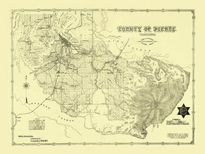 Vintage Map of Pierce County, Washington 1890