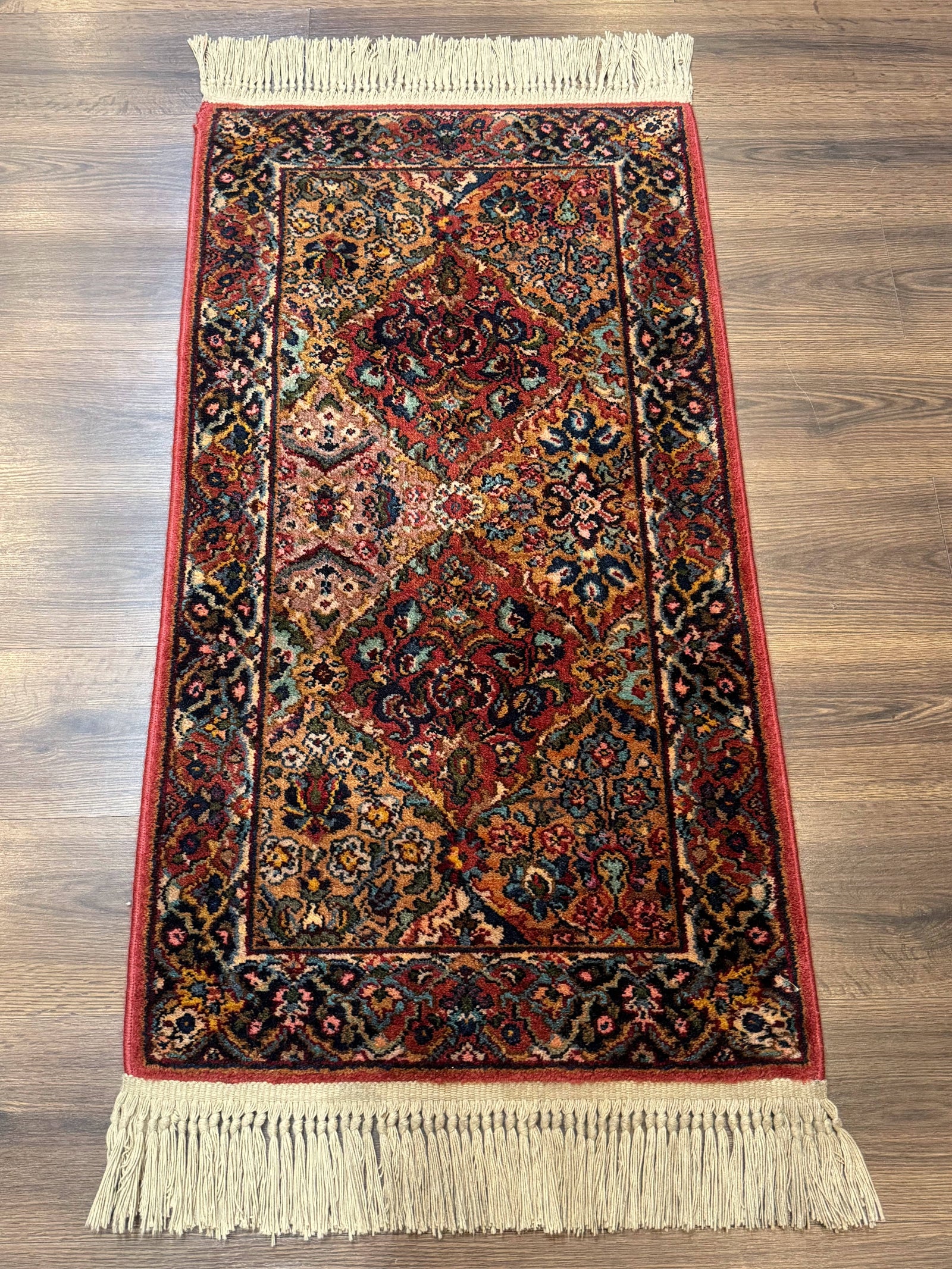 Karastan Rug 2x4 Multicolor Panel Kirman #717, Original 700 Series, Wool Pile Vintage Discontinued