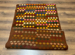 Afghan Balouch Rug 3x5 Multicolor Vintage Handmade Wool Carpet