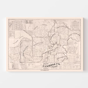 Vintage Map of Yamhill County, Oregon 1879