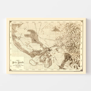 Vintage Map of Kern County, California 1888