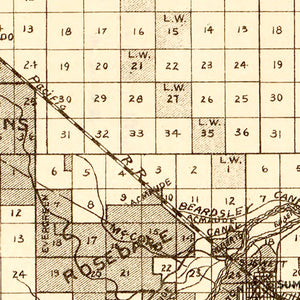 Vintage Map of Kern County, California 1888