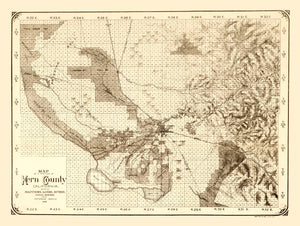Vintage Map of Kern County, California 1888
