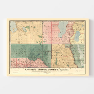 Vintage Map of Modoc County, California 1887