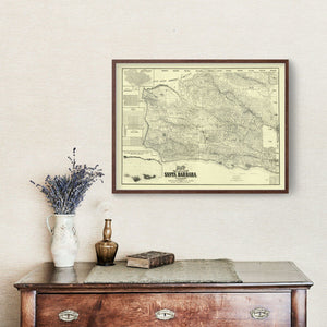 Vintage Map of Santa Barbara County, California 1889