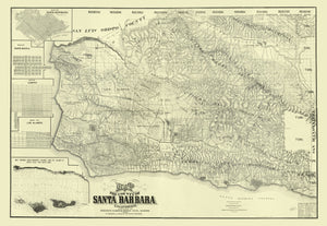 Vintage Map of Santa Barbara County, California 1889