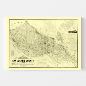 Vintage Map of Santa Cruz County, California 1889