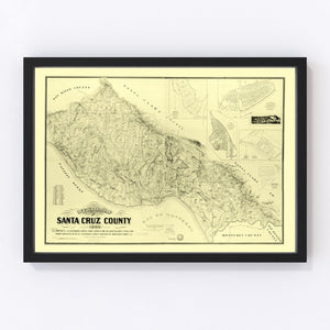 Vintage Map of Santa Cruz County, California 1889