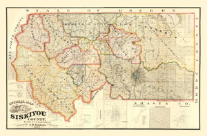 Vintage Map of Siskiyou County, California 1887