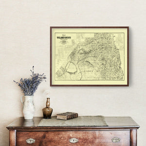 Vintage Map of Tulare County, California 1884