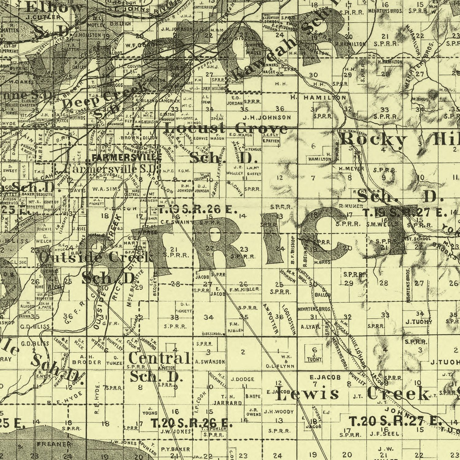 Vintage Map of Tulare County, California 1884