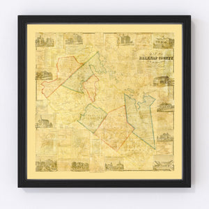 Vintage Map of Belknap County, New Hampshire 1859