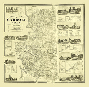 Vintage Map of Carroll County, New Hampshire 1861